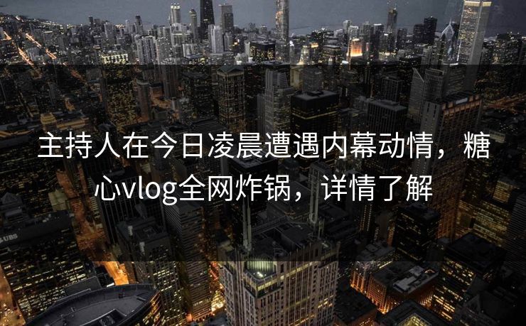 主持人在今日凌晨遭遇内幕动情，糖心vlog全网炸锅，详情了解