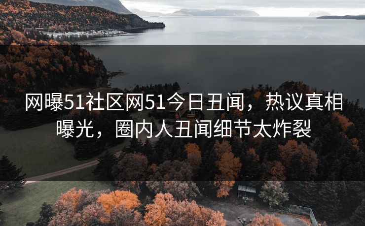 网曝51社区网51今日丑闻，热议真相曝光，圈内人丑闻细节太炸裂