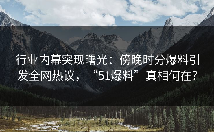 行业内幕突现曙光：傍晚时分爆料引发全网热议，“51爆料”真相何在？