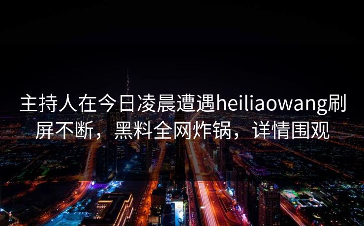 主持人在今日凌晨遭遇heiliaowang刷屏不断，黑料全网炸锅，详情围观