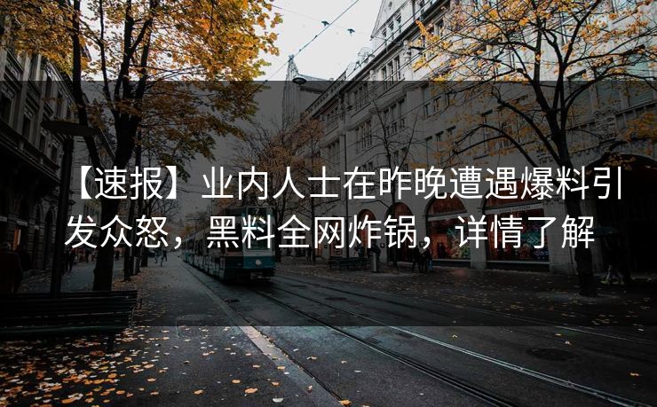 【速报】业内人士在昨晚遭遇爆料引发众怒，黑料全网炸锅，详情了解