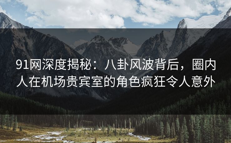 91网深度揭秘：八卦风波背后，圈内人在机场贵宾室的角色疯狂令人意外